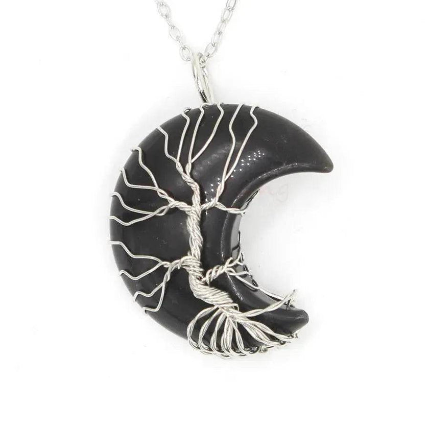 Natural Crystal Moon Pendant for Men and Women