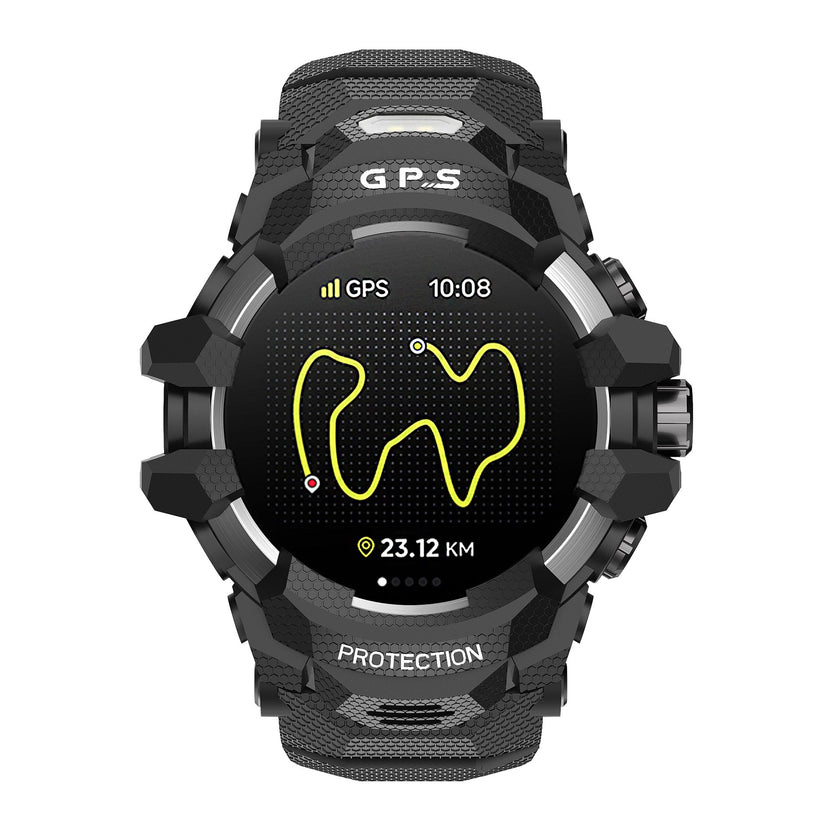 Outdoor Sport Smart Watch with Bluetooth Calling – Rugged GPS Fitness Watch (Black & Red)