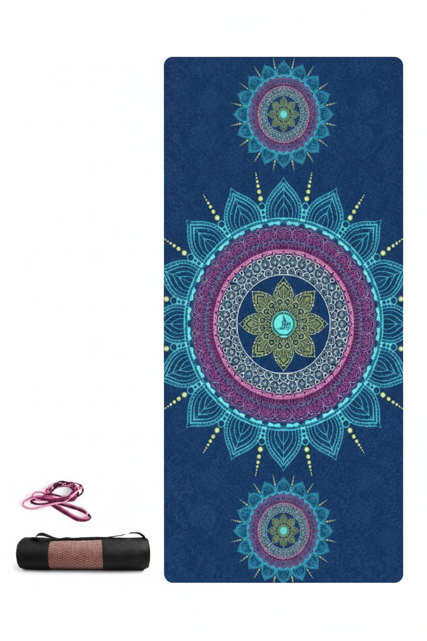 Non-Slip Yoga Mat – TPE & Suede, Beginner & Advanced (Pink / Midsummer Set)