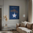 Impression sur toile : Étoile de Noël bleue scintillante et joyeuse