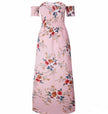 Elegant Ladies Summer Boho Vacation Resort Slit Maxi dress off shoulder Long floral Beach summer slit dress