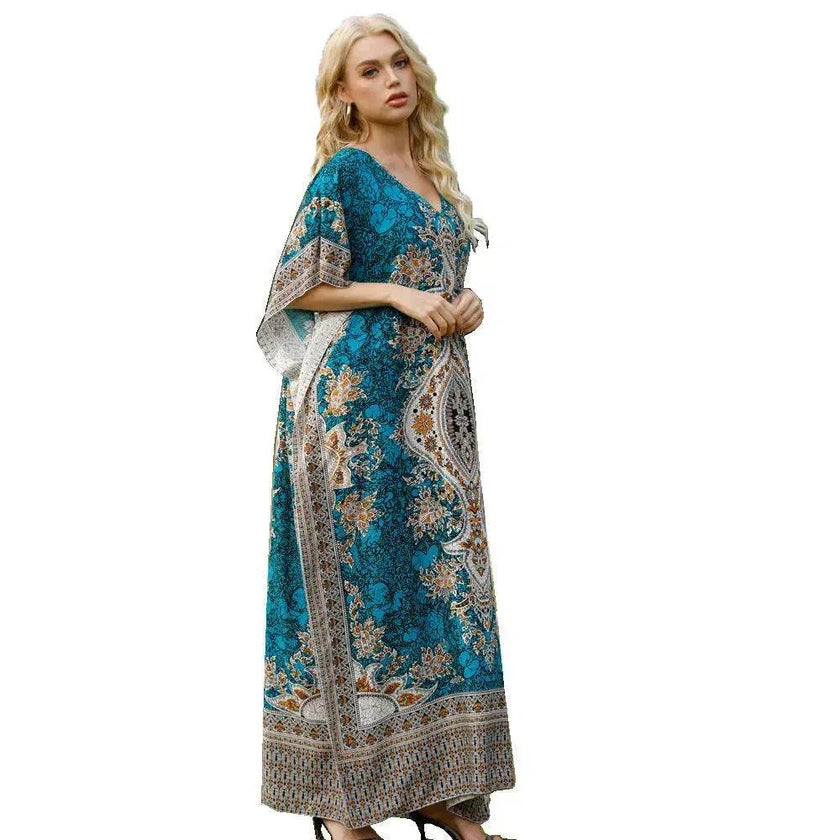 Women's Middle East Plus Size Loose Robe Seaside Resort Dress Maternity Dress