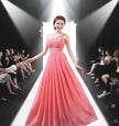 Evening dress one-shoulder dinner banquet long banquet