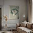 Impression sur toile : décoration murale, jouet en forme de cheval sur une couronne de Noël avec nœud.
