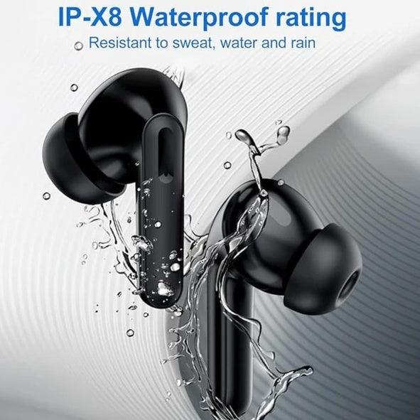 Bluetooth 5.3 Wireless Earbuds Noise Cancelling IPX8 Waterproof TWS Trucker Headset NFC