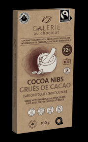 Galerie au Chocolat - Fairtrade Dark Choc Cocoa Nibs Bar (100g)