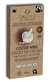 Galerie au Chocolat - Fairtrade Dark Choc Cocoa Nibs Bar (100g)