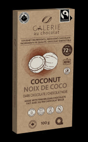 Galerie au Chocolat - Fairtrade Dark Chocolat Coconut Bar (100g)