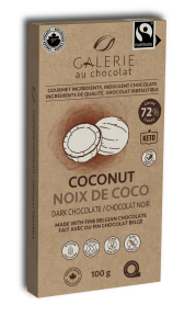 Galerie au Chocolat - Fairtrade Dark Chocolat Coconut Bar (100g)