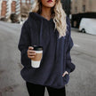 Women's Polerones Fleece Hoodie Pullover fall Winter Zipper Pocket Sweatshirt
