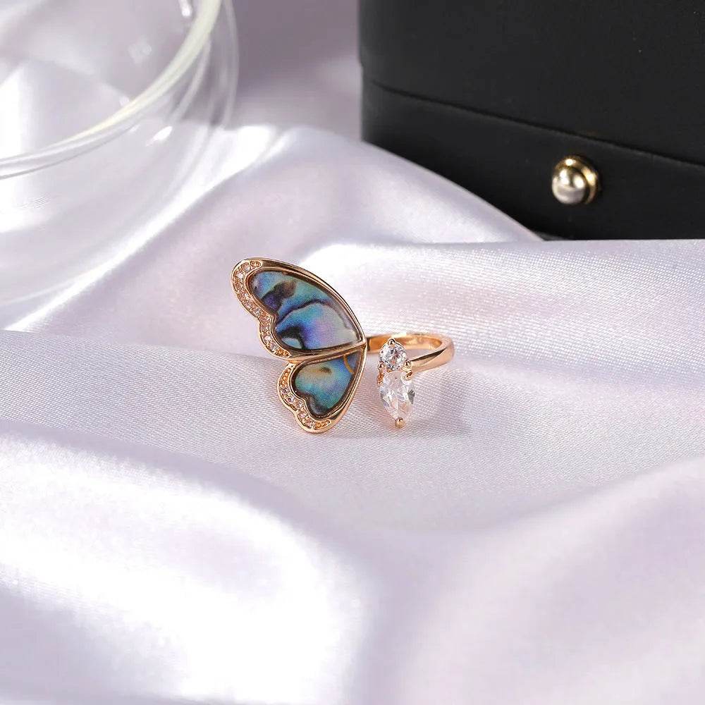 Ladies Fashion  Seashell Wing Zircon Jewelry Ring for women