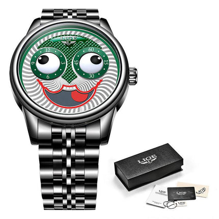 Unisex Chain Watch Mechanical Moon Phase Stainless Steel Dress Watch