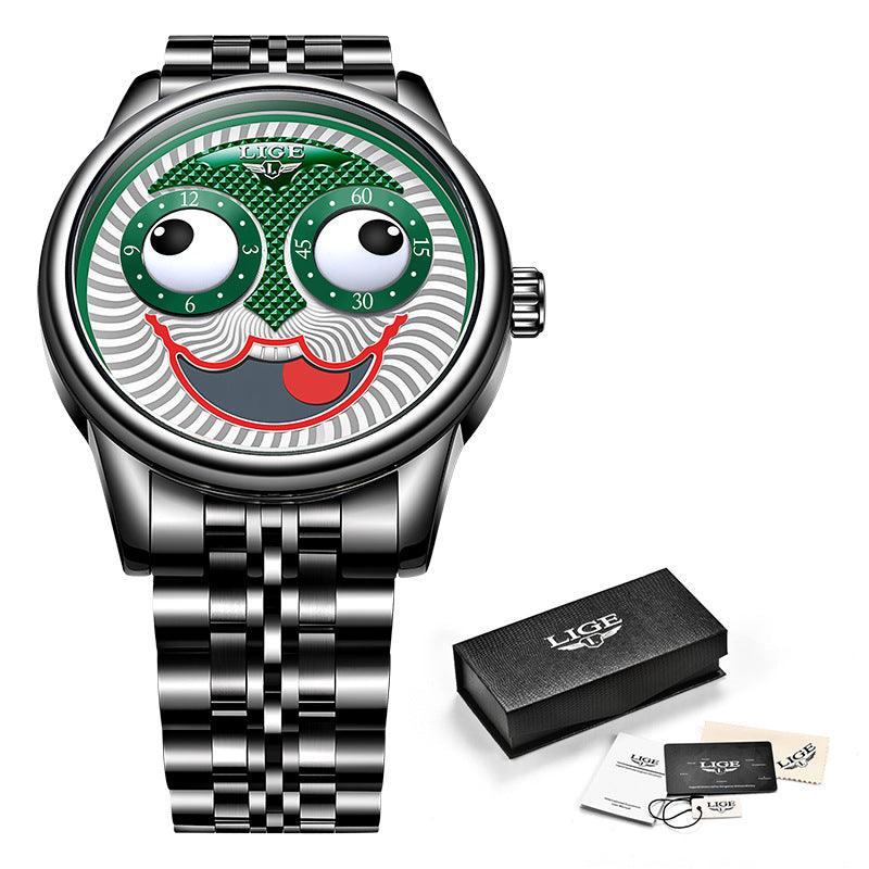 Unisex Chain Watch Mechanical Moon Phase Stainless Steel Dress Watch