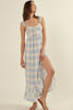 Plaid Sweetheart Sleeveless Open Back Maxi Dress