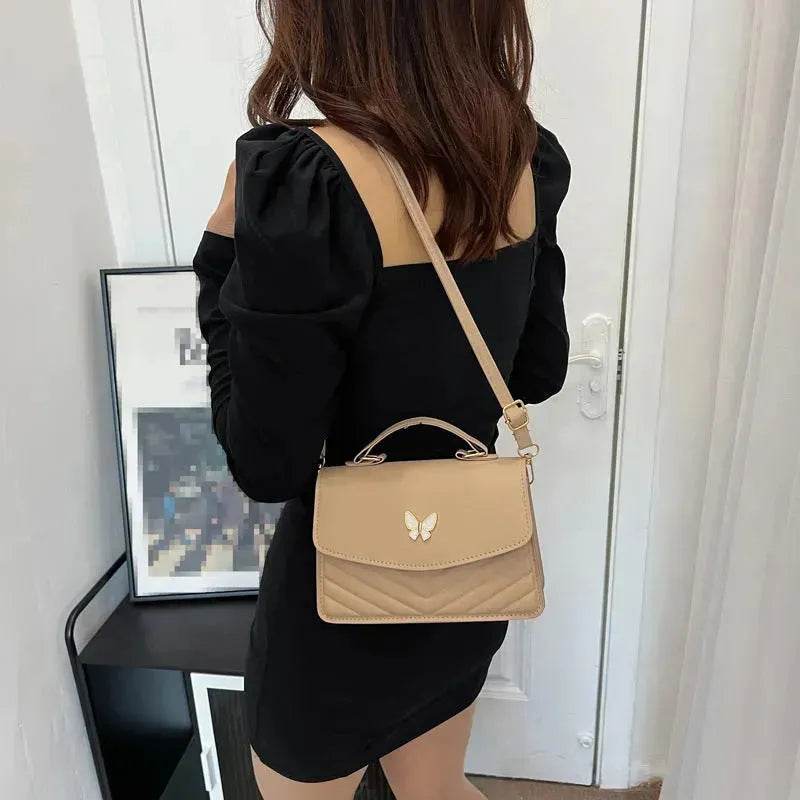 Ladies Leather Square Shaped Flap Quilted Crossbody bag for women