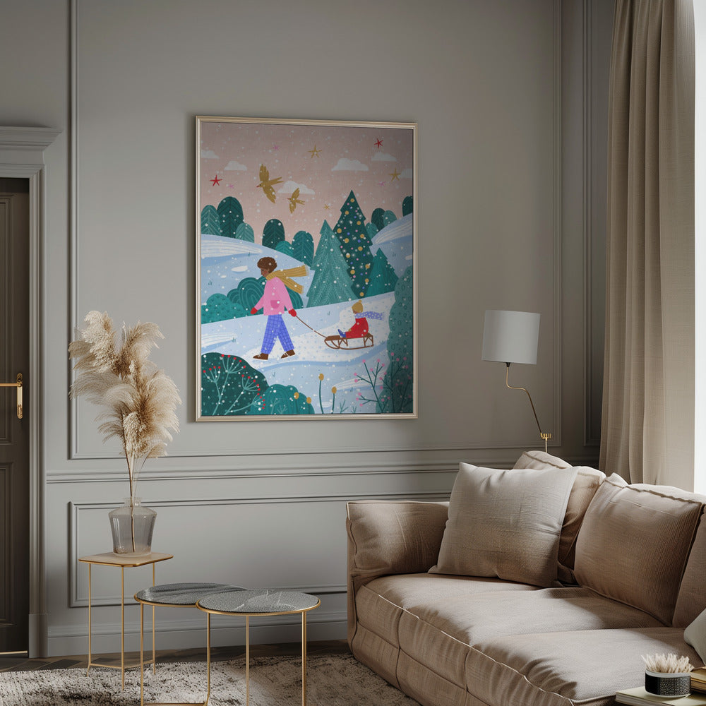 Wall art Snowy Sledge Walk 2 Canvas Print