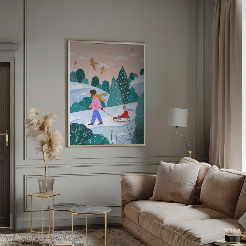 Wall art Snowy Sledge Walk 2 Canvas Print
