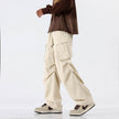 Overalls Men's Retro Trendy Pleated Straight-leg Baggy Cargo Pant Trousers Casual