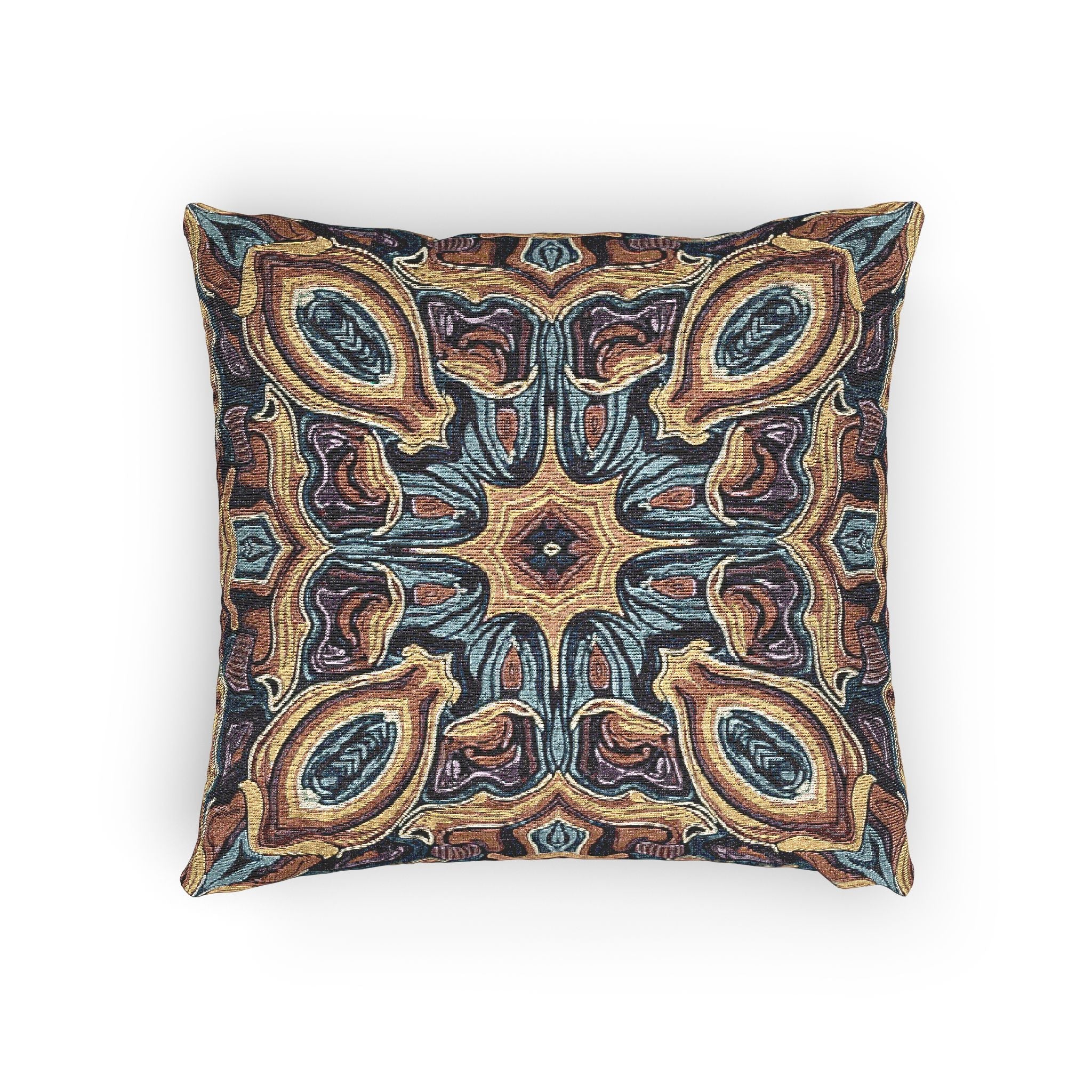 Bohemian Woven Pillow – Mosaic Medallion Decorative Throw Pillow