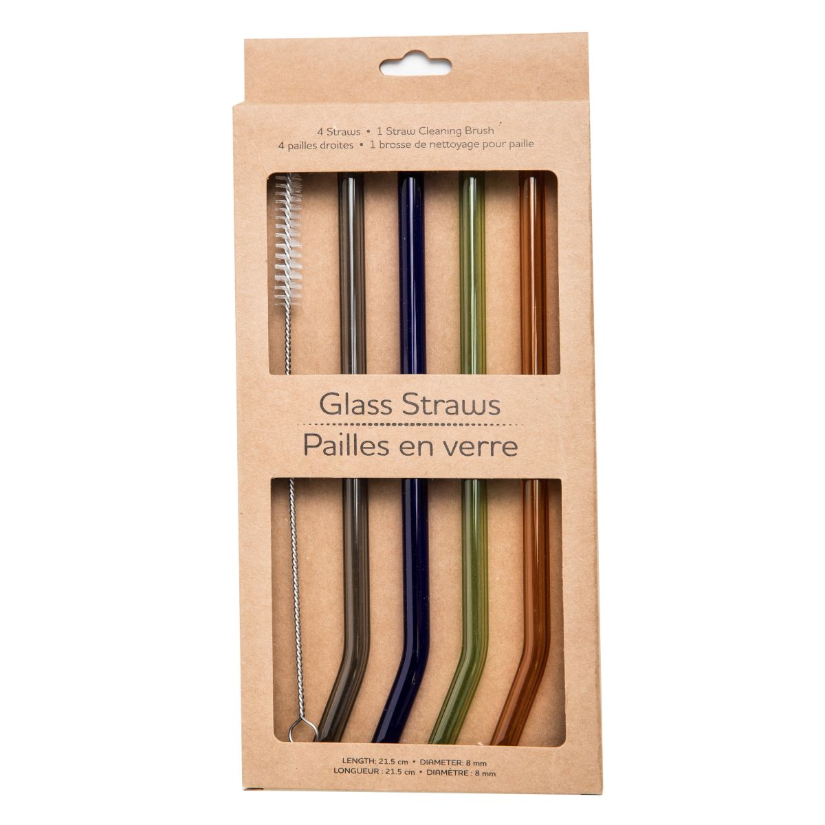 Life Without Waste Glass Drinking Straws (Pack of 4 + Brush)