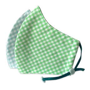 Happy Natural Products - Kids Mask 3-Lyr Grn/Blue Check (2pk)