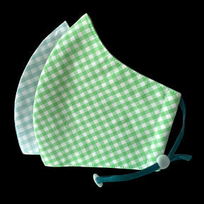 Happy Natural Products - Kids Mask 3-Lyr Grn/Blue Check (2pk)