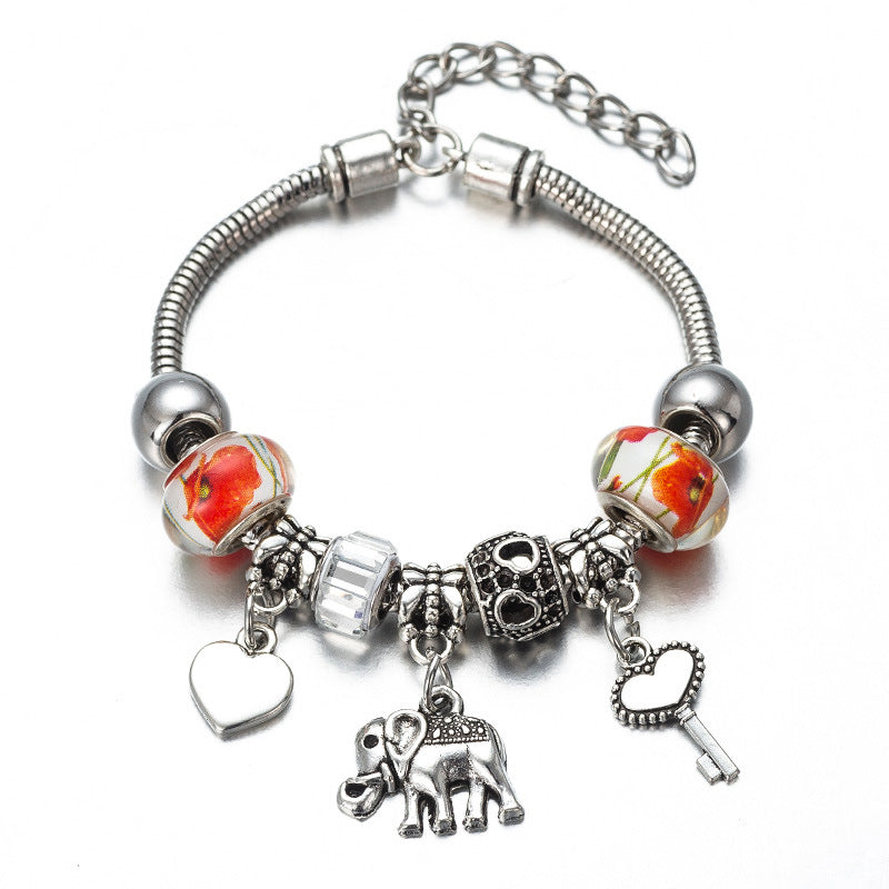 Elephant Charm Bracelet – Alloy Boho Jewelry for Women in 6 Colors (Pink, Blue, Red & More)