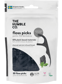 The Humble - Dental Floss Picks Charcoal Mint (50pc)
