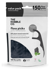 The Humble - Floss Picks Mint Charcoal Value Pk (150pc)