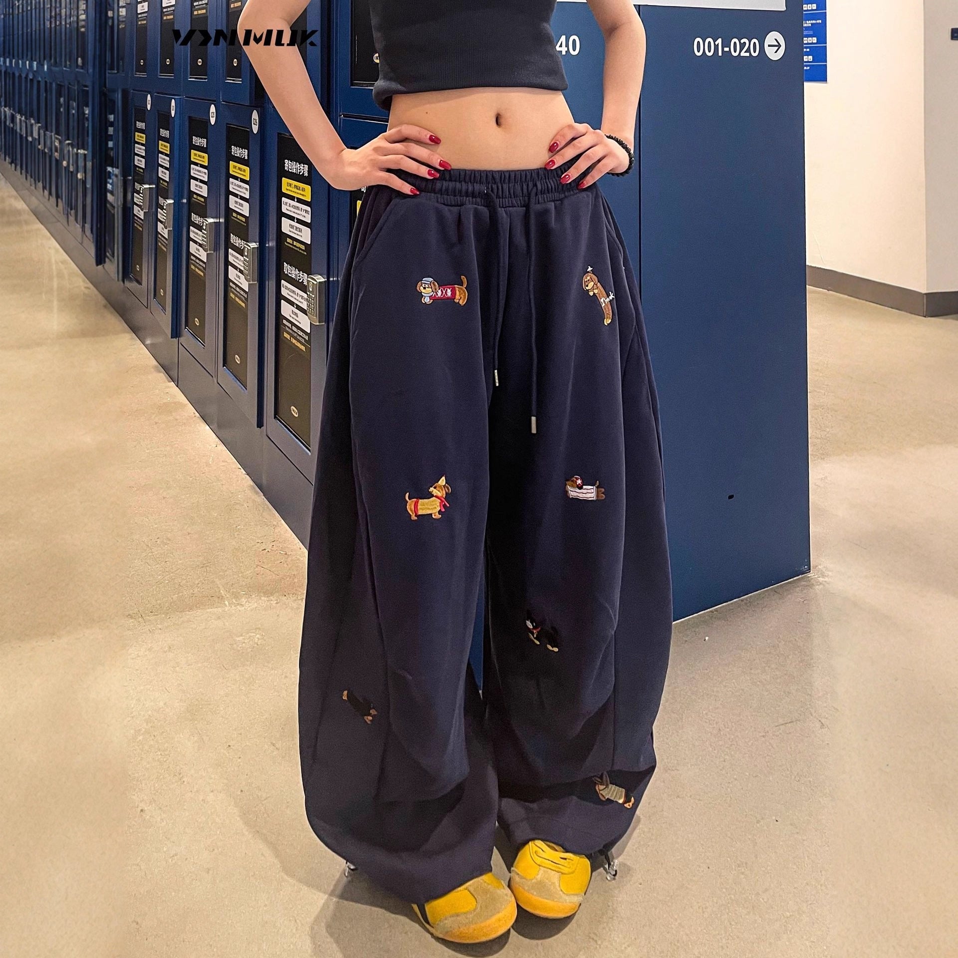 Y2K Wide Leg Sweatpants Women – Embroidered Streetwear Joggers