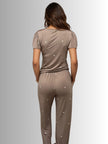 Heartfull PJ – Silky Printed Pajama Set 2PC In Mochacinno Hearts