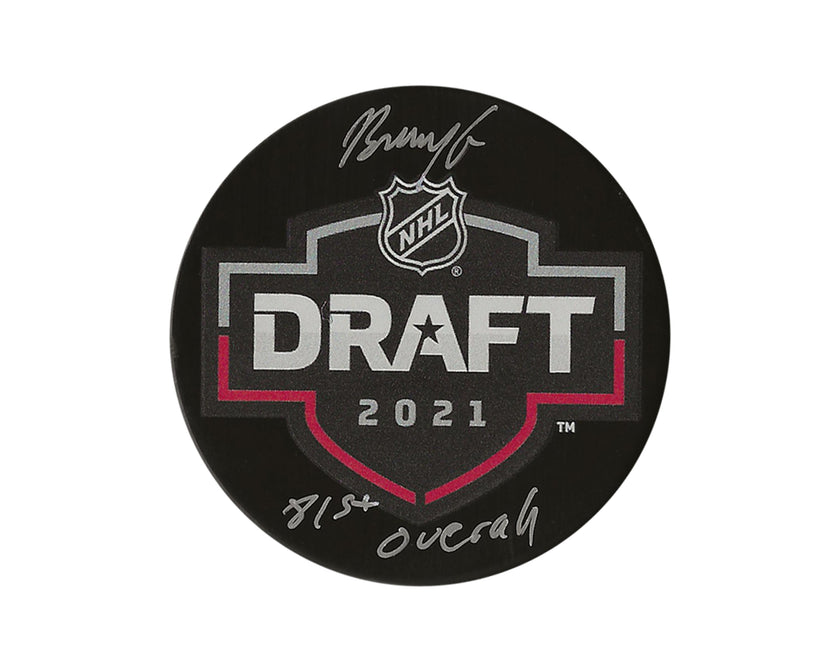 Ben Gaudreau Autographed 2021 NHL Draft Puck Inscribed 