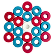 32 Red and Light Blue Carrom / Pichenotte / Croquignole Rings - (Red / Light Blue / Natural / Black / White) - Anneaux De Pichenottes - Game Accessories / Accessoires De Jeu