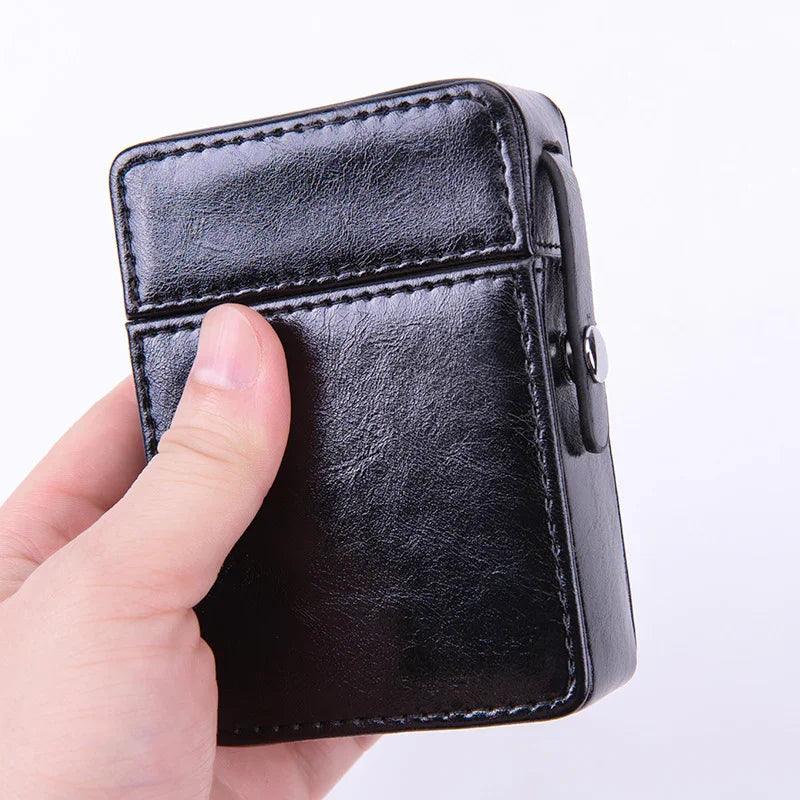 Bag Metal Clip Leather Cigarette Flip Cigarette Case