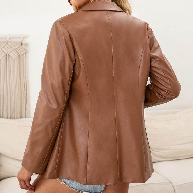 Fashion PU Leather Jacket Leather Blazer jacket Women