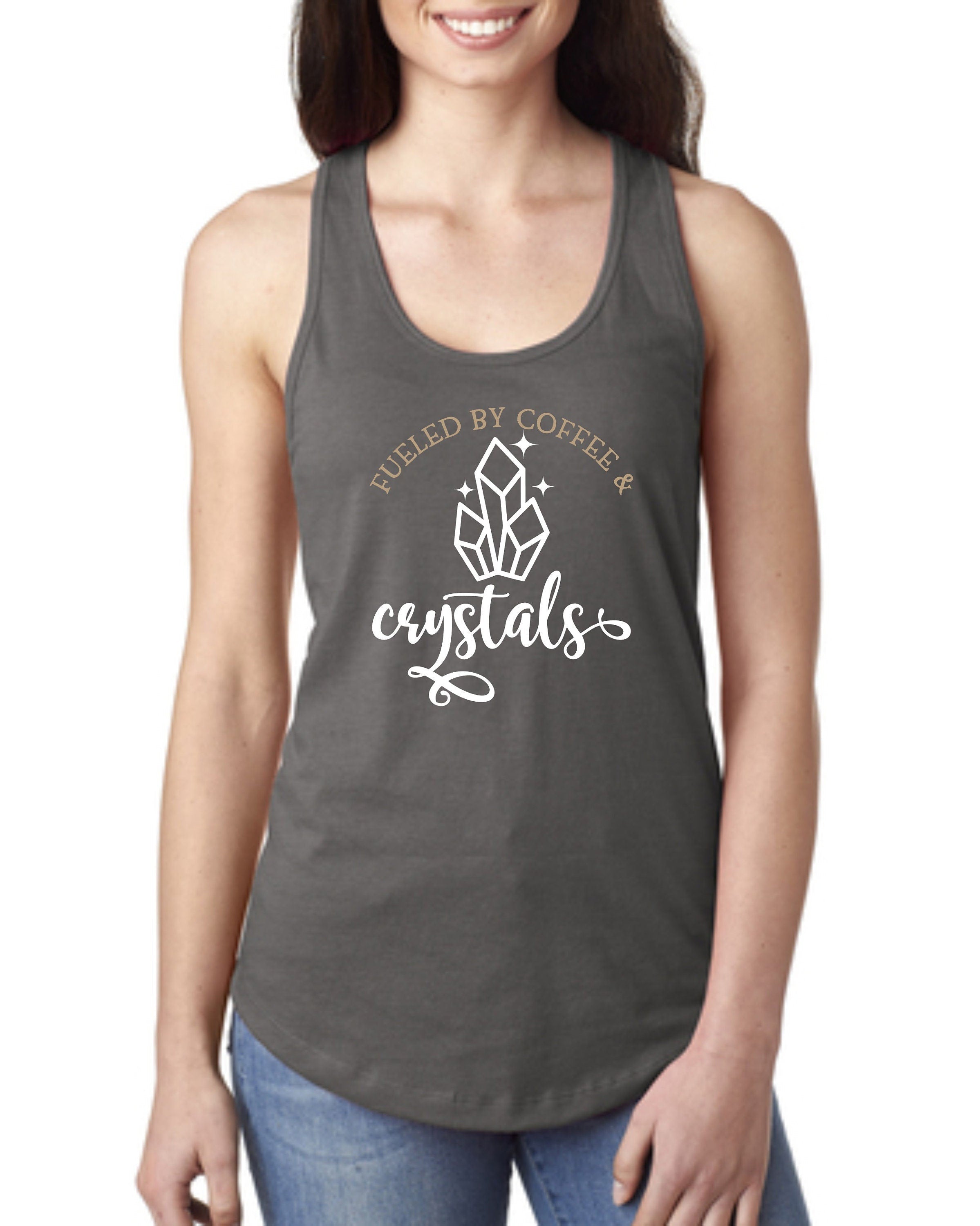 Fueled by Coffee and Crystals Racerback Tank Top