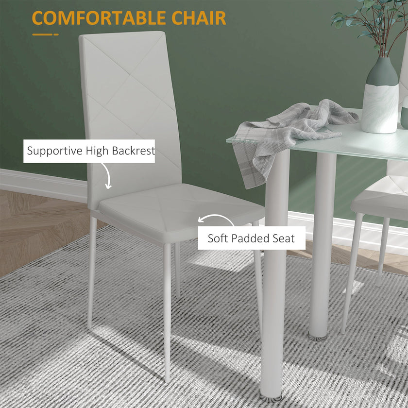 Adam Modern Space-Saving Dining Set for 4-White