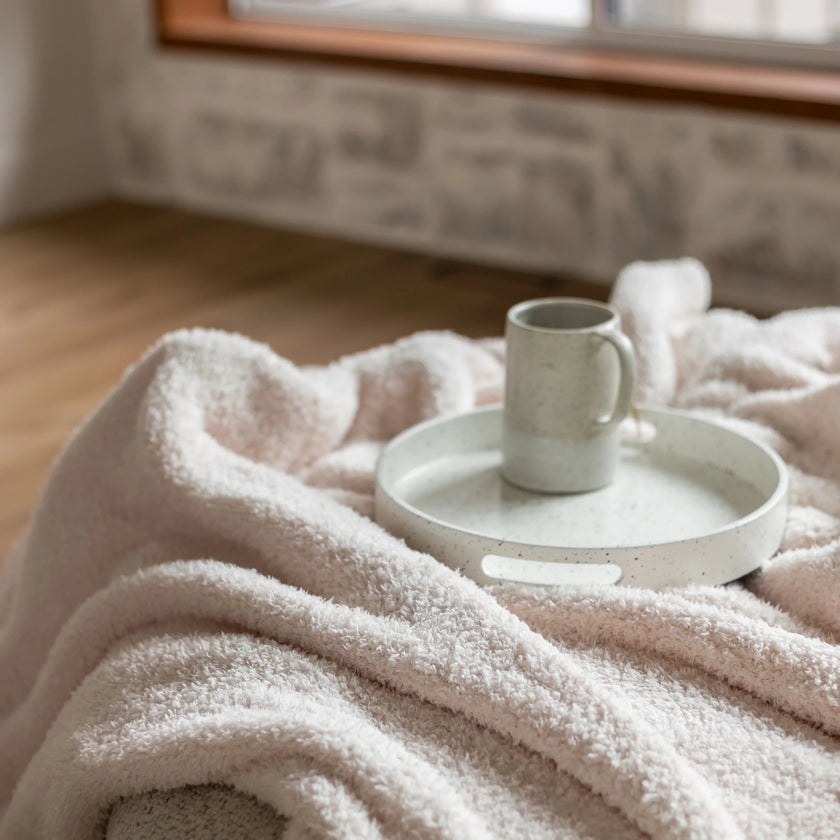 Primrose Pink Solid Double Layered Print Extended Throw
