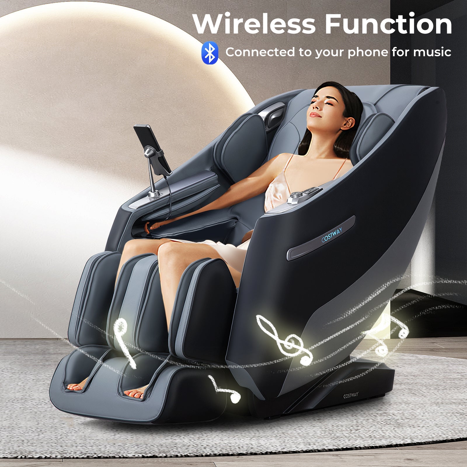 Mega Sale-Costway-Premium 3 Level Zero Gravity Full SL Track, Massage Chair With Heat- Dual Foot Rollers-Intelligent Body Scan With Shiatsu Rollers-JL10029WL