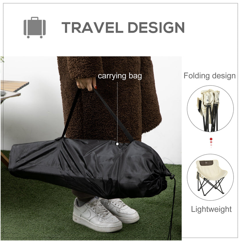 Outsunny Folding Camping Chair Lightweight Portable Chair for Outdoor Hiking Backpacking with Carry Bag Side Pocket White