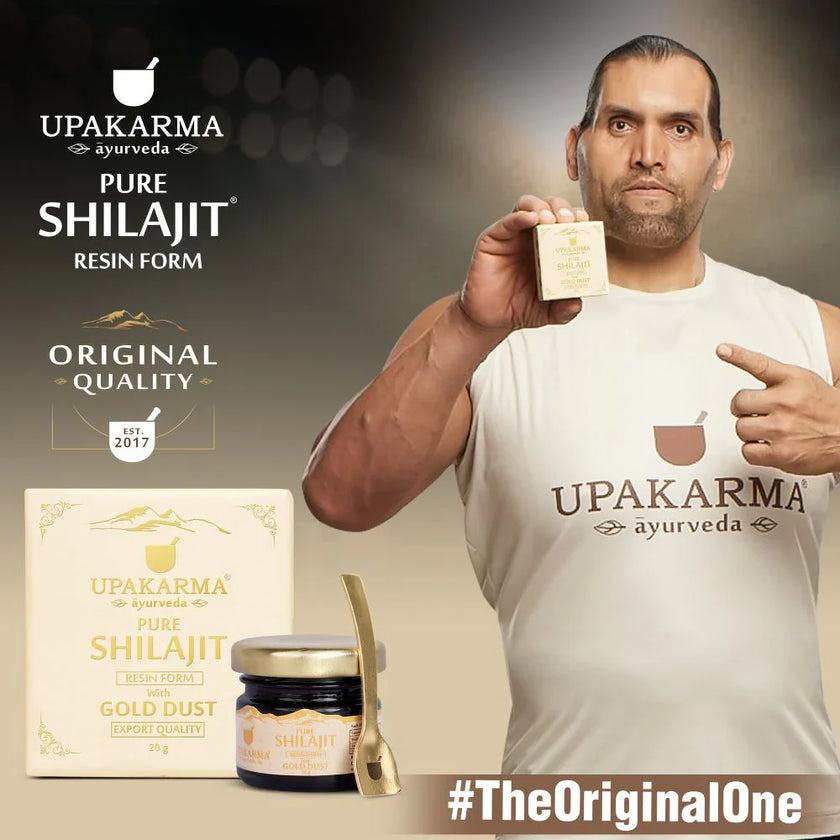 Résine de Shilajit Pure Upakarma Ayurveda avec poussière d'or