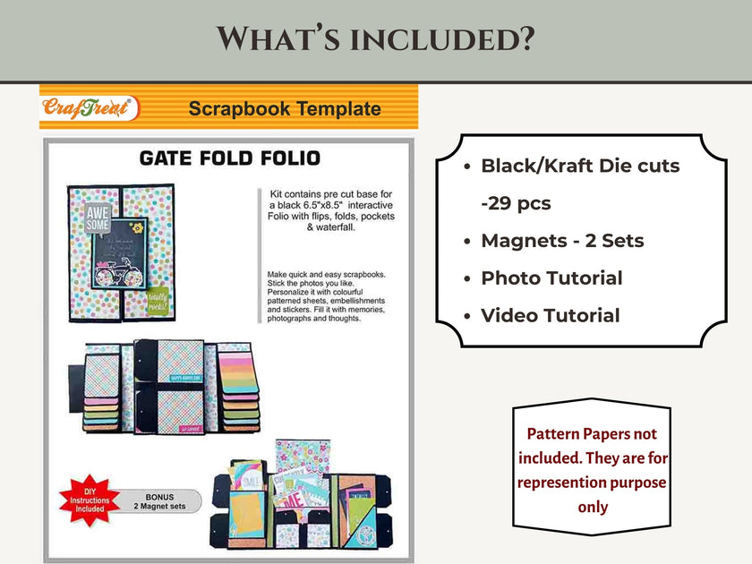 CrafTreat Scrapbook Blanks - Gate Fold Folio - Black Color