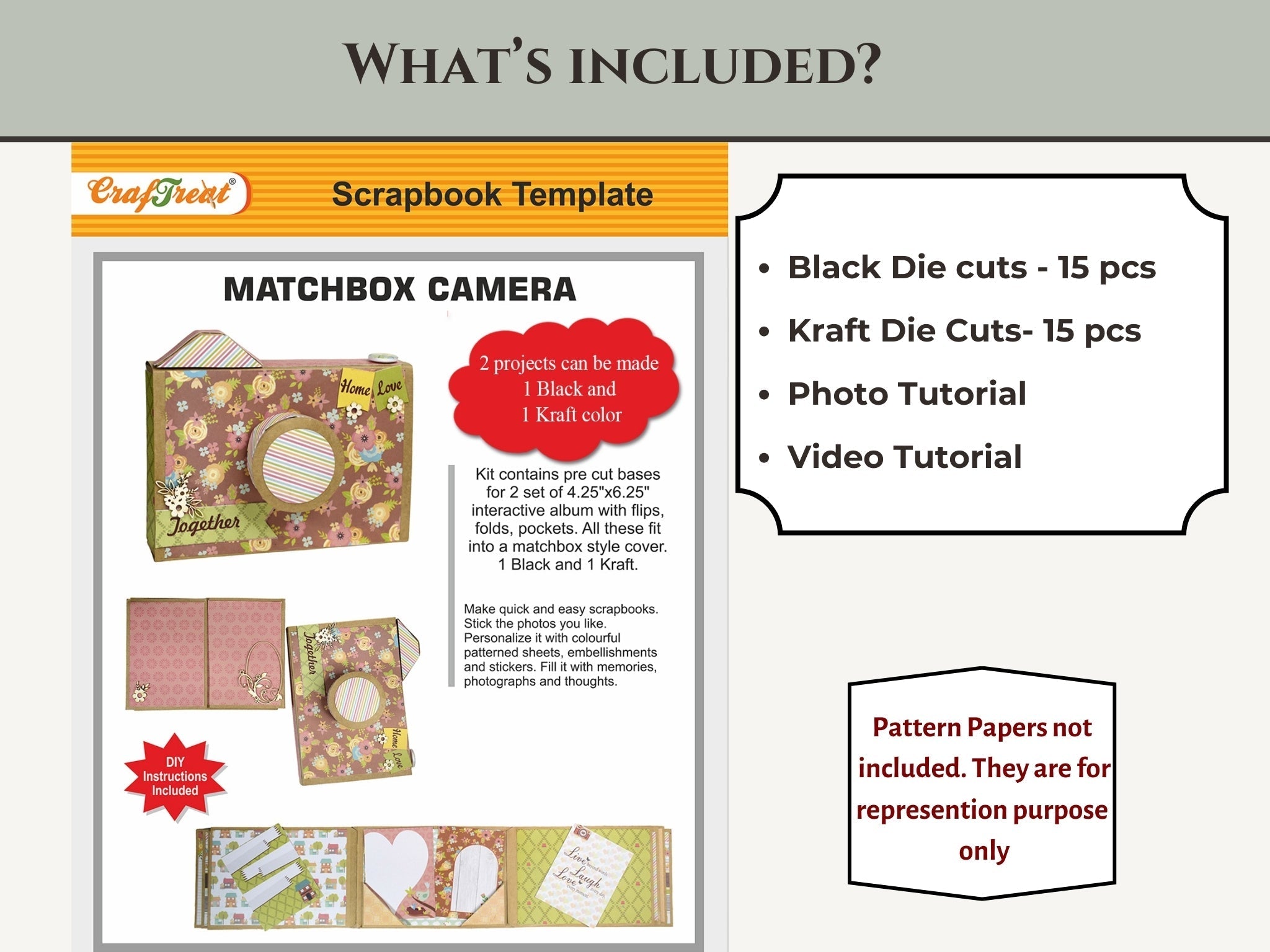 CrafTreat Scrapbook Blanks - Matchbox Camera - Black & Kraft Color