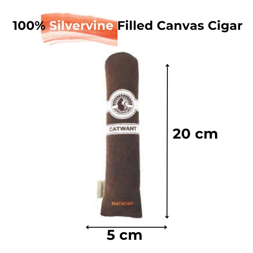 100% Catnip/Silvervine Filled Canvas Cigar