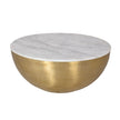 Lia Brass Drum Coffee Table With Marble Top