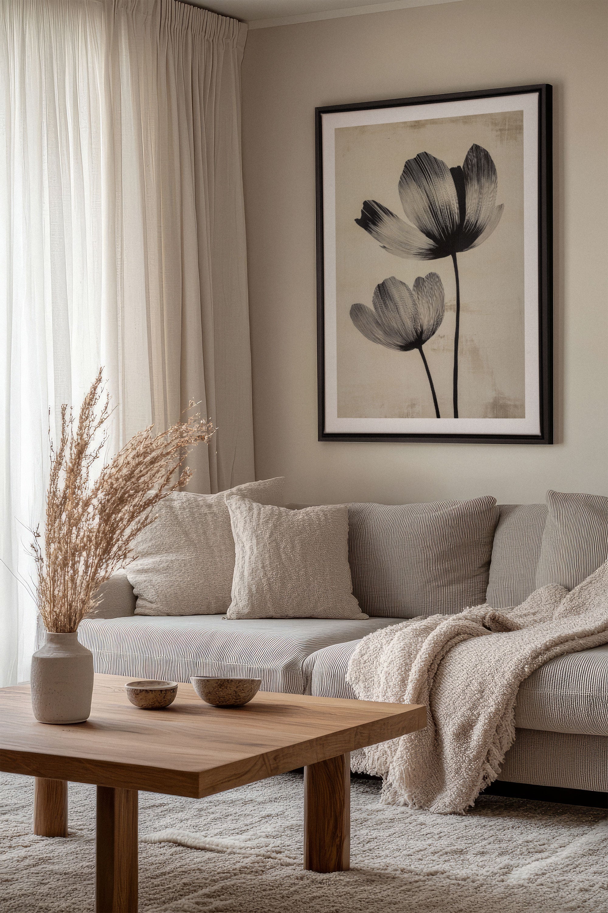 EBONY FLOWERS, Oeuvre sur toile étirée
