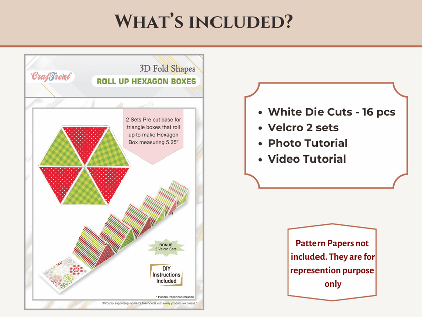CrafTreat Scrapbook Hexagon Roll up - White 2pcs