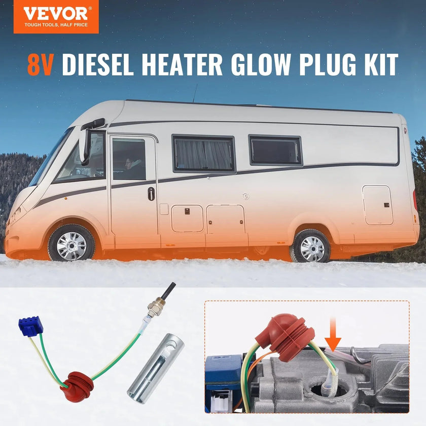 VEVOR Diesel Heater Glow Plug Kit, Ceramic Glow Plug Repair Kit with Removal Fitting Tool, Diesel Heater Rebuild Kit for 2KW/5KW/8KW Air Diesel Parking Heater Replacement