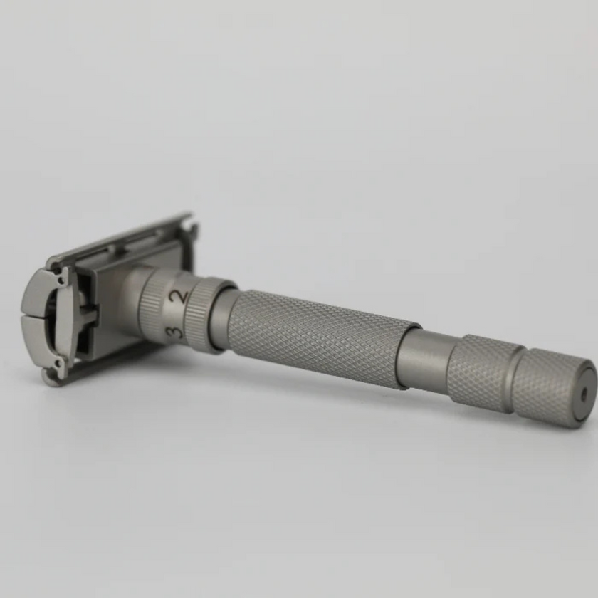 Rockwell T2 Adjustable Twist-To-Open Stainless Steel DE Safety Razor - Matte Silver