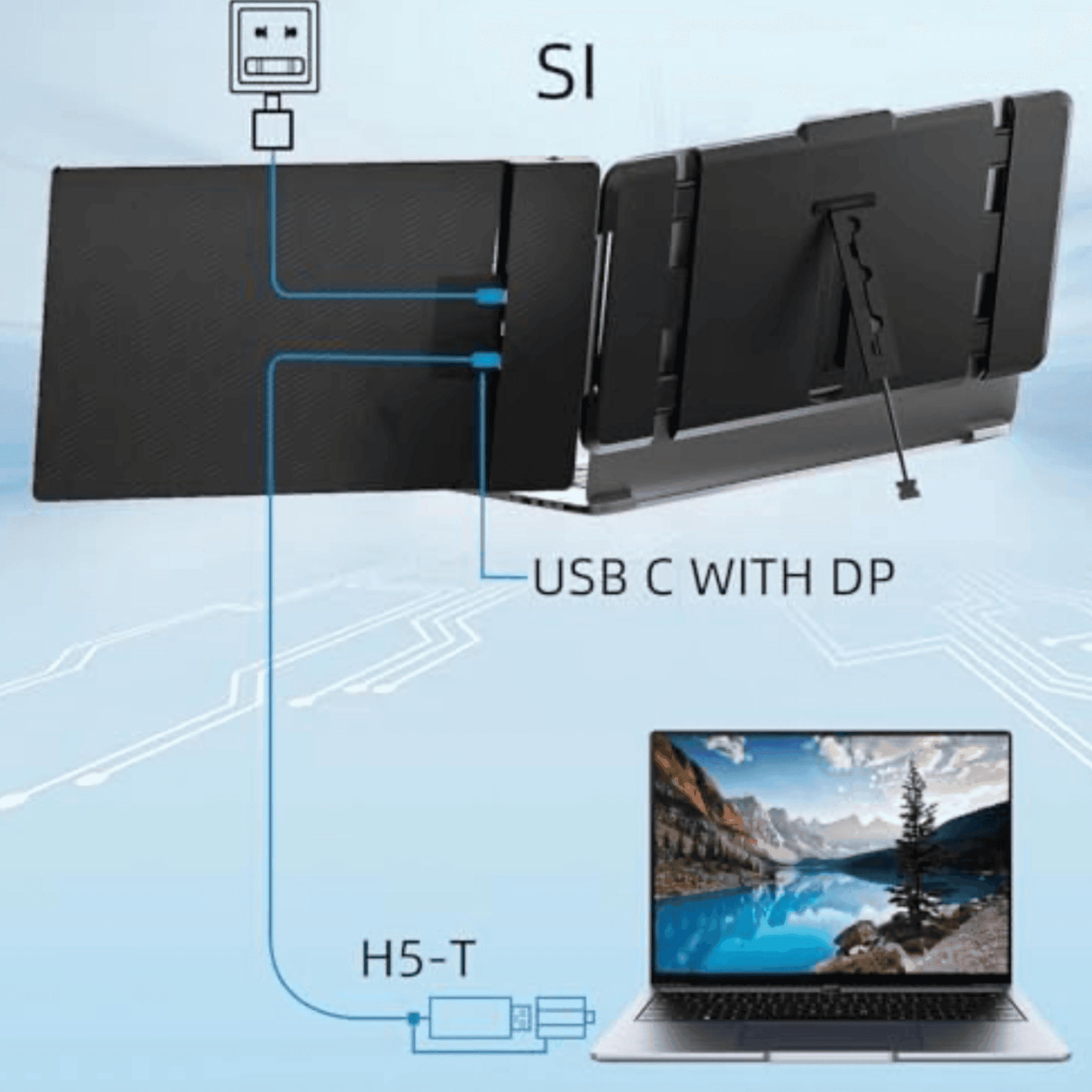 TUTT H5 2-in-1 High Definition Video Transmission Conversion Cable TUTT S1 S2 F2 Triple Portable Laptop Monitor Screen Extender | Compatible with Apple M1/M2/M3 MacBooks